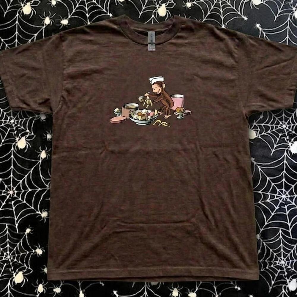 Brown Monkey Tee With A Cute Design